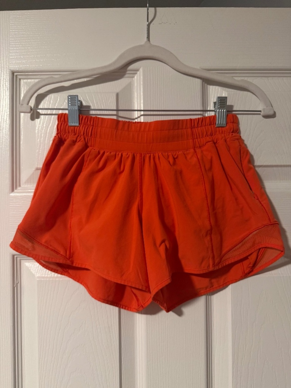 Lululemon Orange Running Shorts Zip Pockets Size 4
